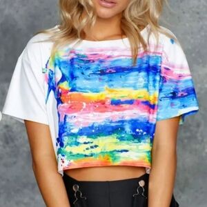 Black Milk x Lora Zombie Rainbow Vibes Boxy Crop Top GC